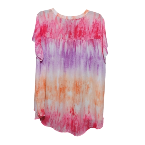 Torrid Pink Purple Water Color Semi Sheer Short Sleeve Blouse Women Plus Size 2X - Picture 3 of 9